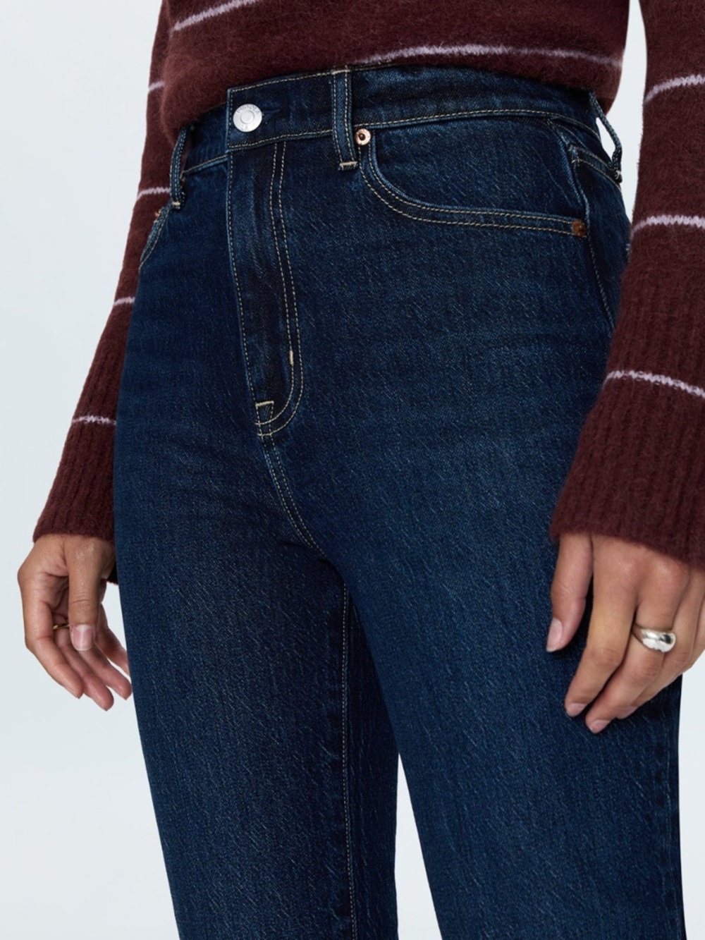 ZARA Women's High-Rise Dark Blue Straight Jeans